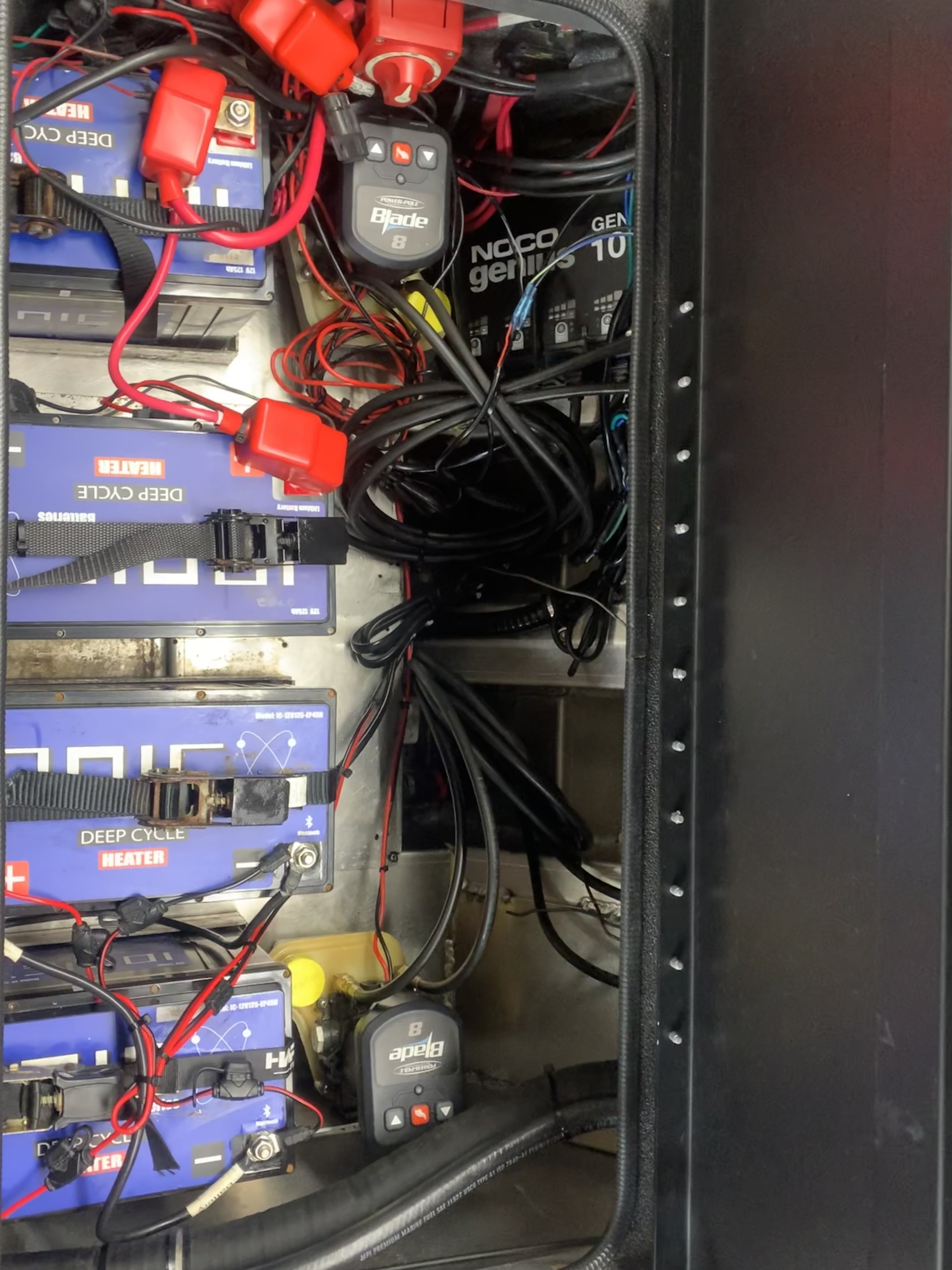 Battery bay after — organized and clean