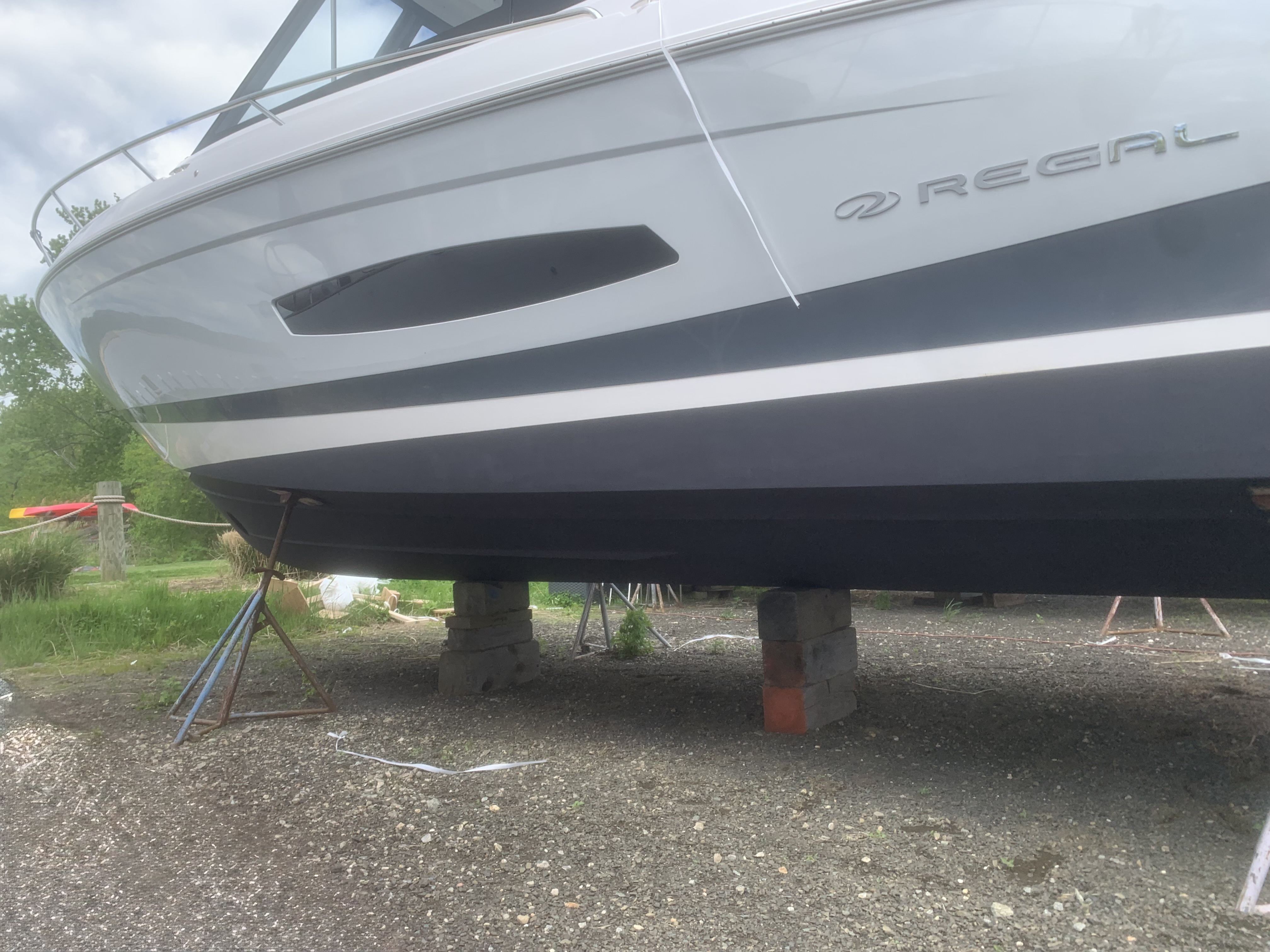 Bottom paint on ocean yacht